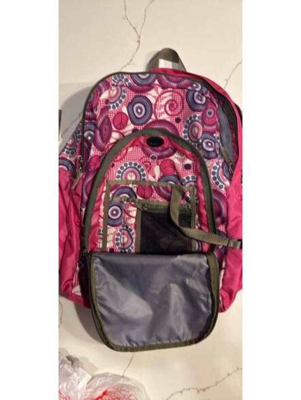 L.L.Bean Pink Peace Sign Backpack - Picture 8 of 9